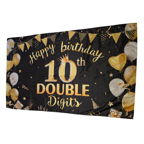 Happy 10th Birthday Double Digits Banner 69 x 41 inches - Picture 1 of 3
